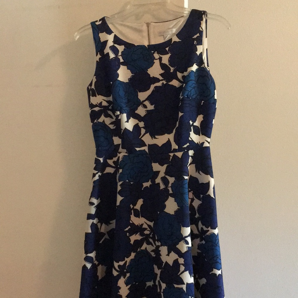Blue and white mini dress with flower design